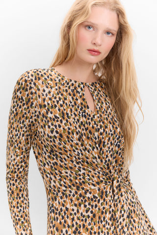 Vestido Manga Larga con Detalle Fruncido