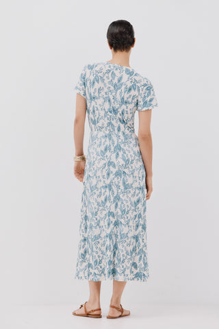 Vestido Manga Corta con Fruncido Estampado