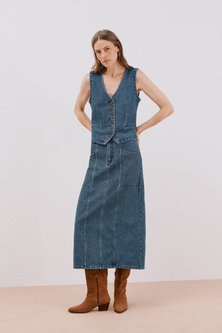 Chaleco Denim con Detalle Botones