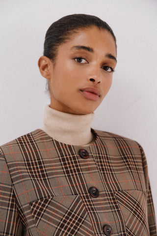 Chaqueta Bomber con Estampado Cuadros