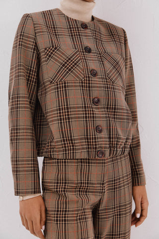 Chaqueta Bomber con Estampado Cuadros