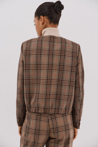 Chaqueta Bomber con Estampado Cuadros