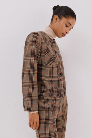 Chaqueta Bomber con Estampado Cuadros