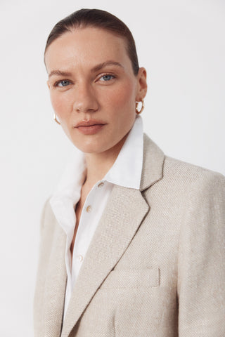 Blazer Larga con Tejido Textura