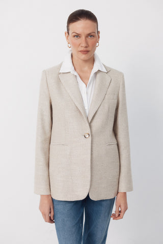Blazer Larga con Tejido Textura