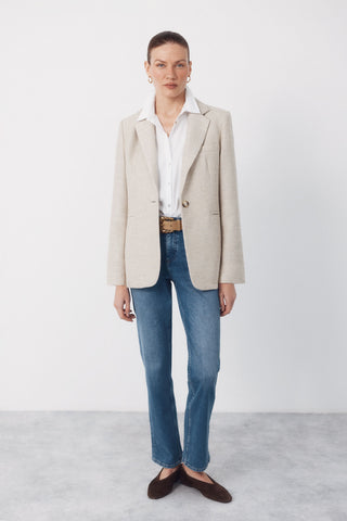 Blazer Larga con Tejido Textura