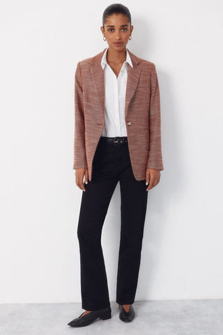 Blazer Larga con Tejido Textura