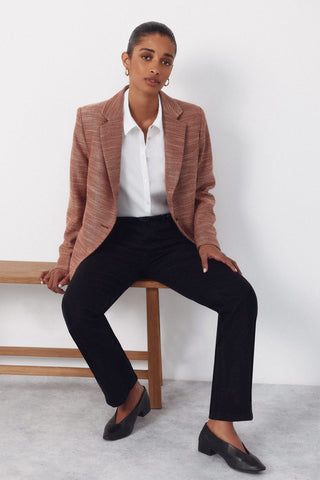 Blazer Larga con Tejido Textura