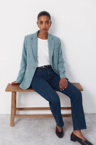 Blazer Larga con Tejido Textura