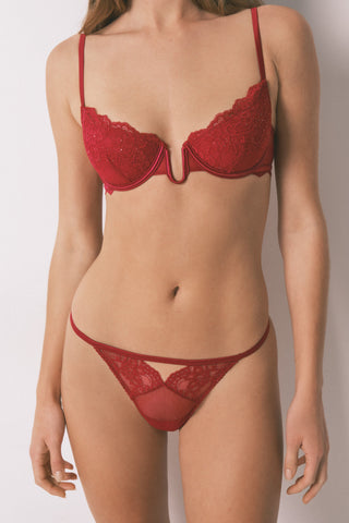 Braga Estilo Tanga de Encaje con Brillo