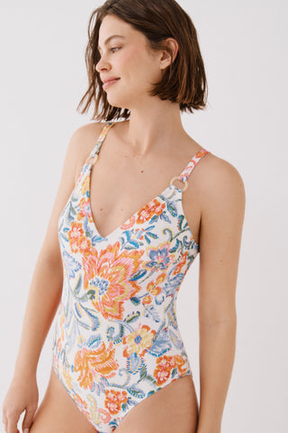 Traje de Baño de una Pieza con Estampado Floral