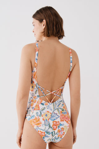 Traje de Baño de una Pieza con Estampado Floral