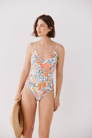 Traje de Baño de una Pieza con Estampado Floral