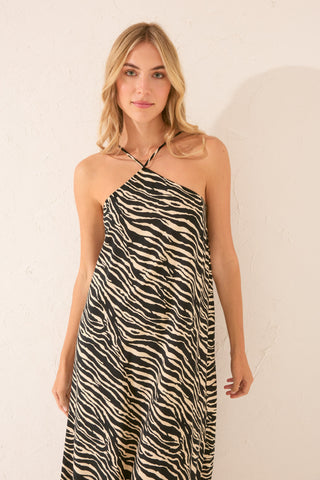 Vestido Largo con Estampado Animal Print.