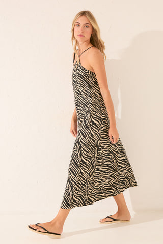 Vestido Largo con Estampado Animal Print.