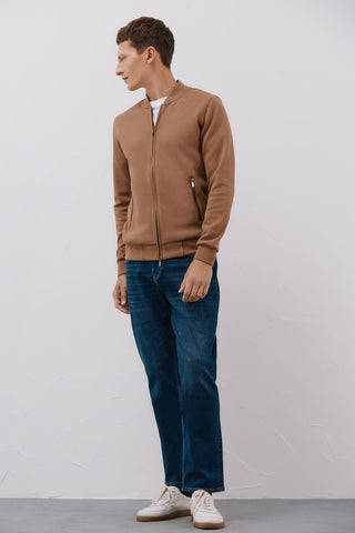 Cárdigan Cuello Bomber con Bolsillos