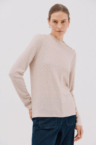 Camiseta Manga Larga con Detalle Botones