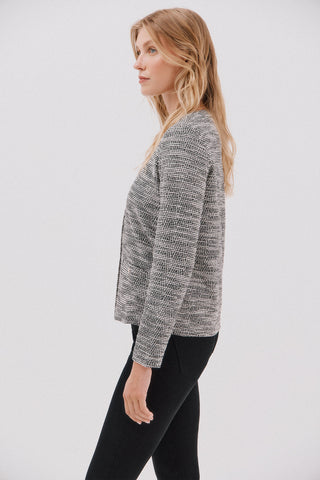 Chaqueta Tweed con Botones Dorados y Bolsillos