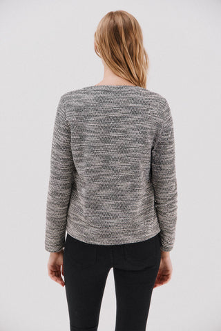 Chaqueta Tweed con Botones Dorados y Bolsillos