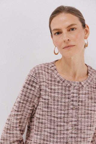 Chaqueta Tweed con Botones Dorados