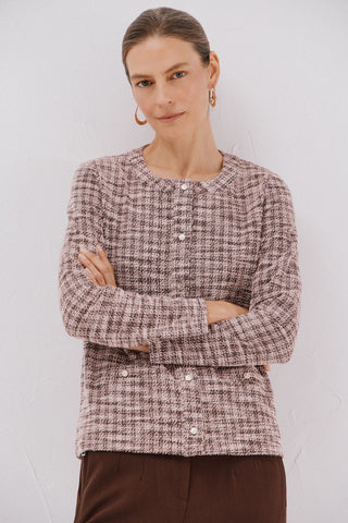 Chaqueta Tweed con Botones Dorados