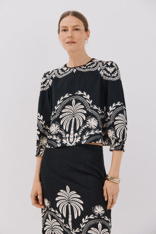 Blusa Manga Larga con Estampado Floral.