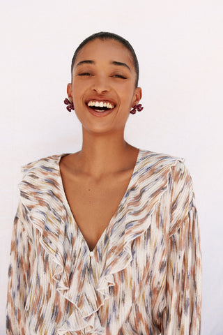 Blusa Manga Larga con Detalle Volantes