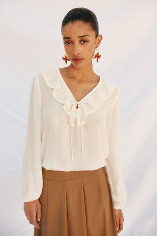 Blusa Manga Larga con Volantes