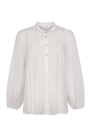 Blusa Cuello Mao con Detalle Encaje