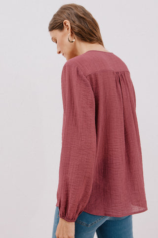 Blusa Cuello Redondo con Detalle Fruncido