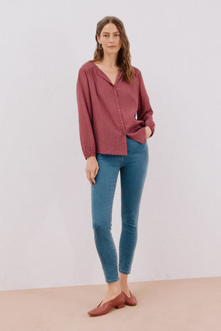 Blusa Cuello Redondo con Detalle Fruncido