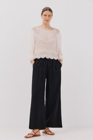 Blusa Manga Larga con Crochet.