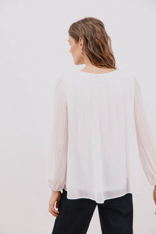 Camisa Manga Larga con Tejido Plisado