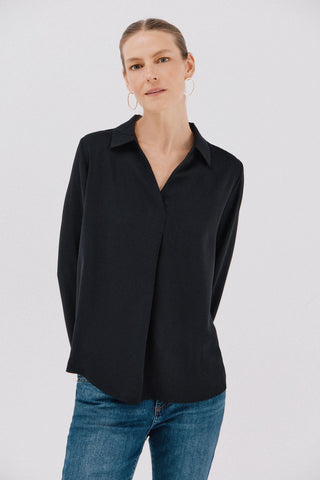 Camisa Manga Larga con Detalle Pliegue