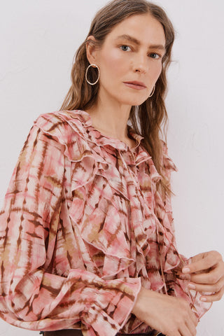 Camisa Manga Larga con Detalle Volante