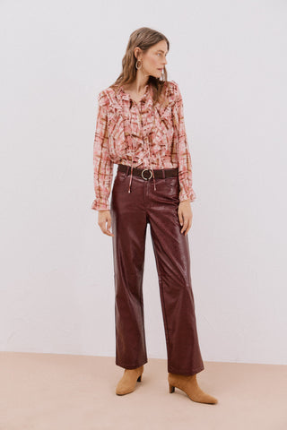 Camisa Manga Larga con Detalle Volante