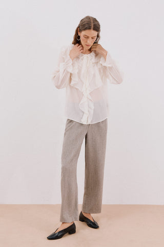 Camisa Manga Larga con Detalle Volante