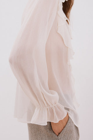 Camisa Manga Larga con Detalle Volante