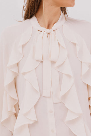 Camisa Manga Larga con Detalle Volante