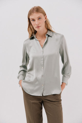 Camisa Manga Larga con Tejido Satinado