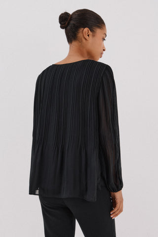 Blusa Manga Larga con Tejido Plisado