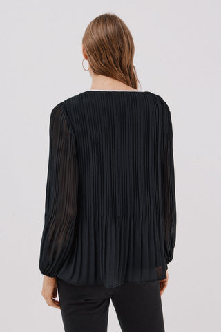 Blusa Manga Larga con Tejido Plisado