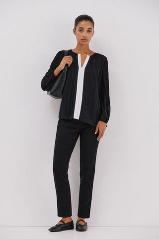 Blusa Manga Larga con Tejido Plisado