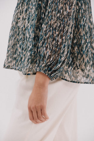 Blusa Manga Larga con Tejido Plisado