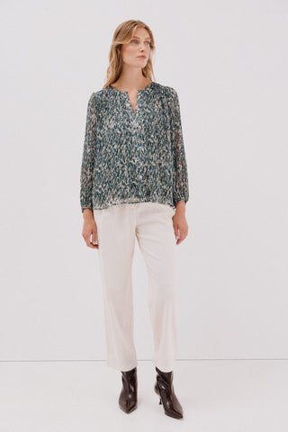 Blusa Manga Larga con Tejido Plisado