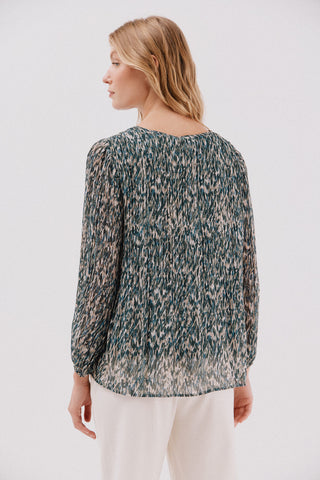 Blusa Manga Larga con Tejido Plisado