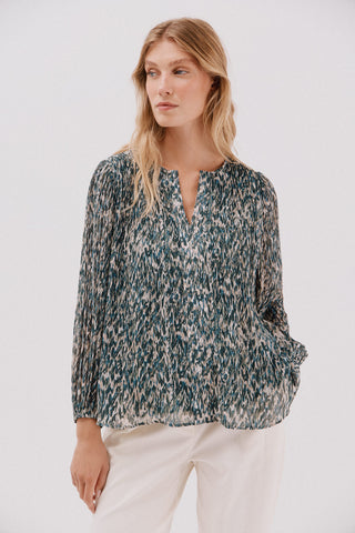 Blusa Manga Larga con Tejido Plisado