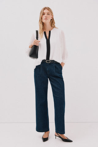 Blusa Manga Larga con Tejido Plisado