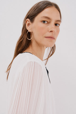 Blusa Manga Larga con Tejido Plisado