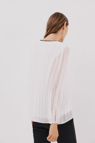 Blusa Manga Larga con Tejido Plisado